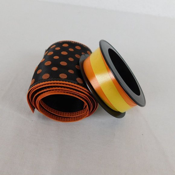 Lot Of 13+ Halloween Ribbon Various Lengths Widths Amounts Some Wired New Pieces - Picture 12 of 12